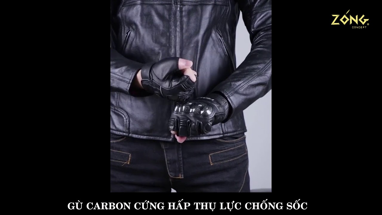 Găng tay da cụt ngón, gù nổi sợi carbon – VEMAR VE-206