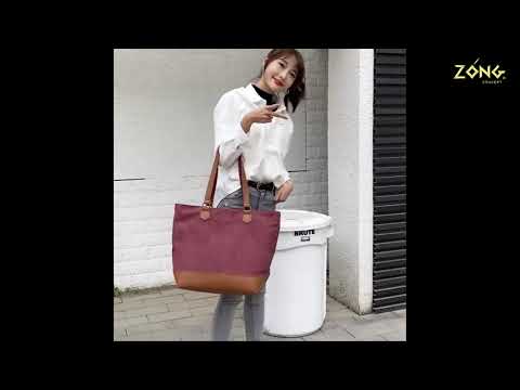Túi xách tote vải canvas vintage nữ cao cấp, đế da sang trọng – KVKY 1593