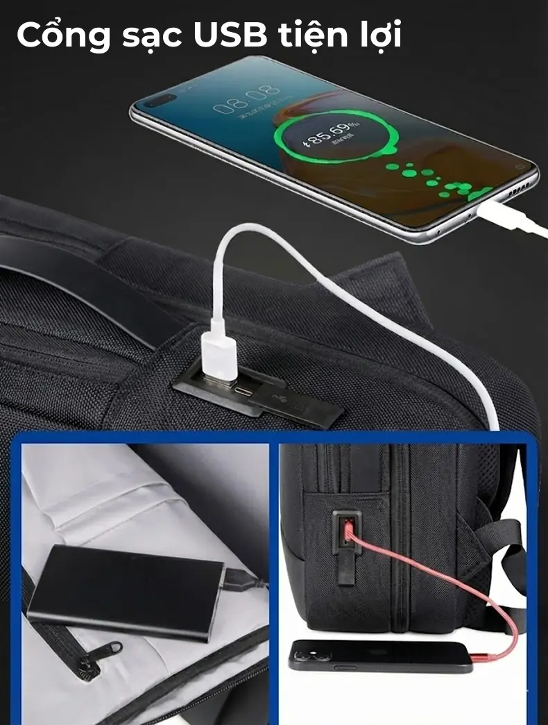 Balo laptop du lịch cao cấp công suất lớn in logo theo yêu cầu Frame 38