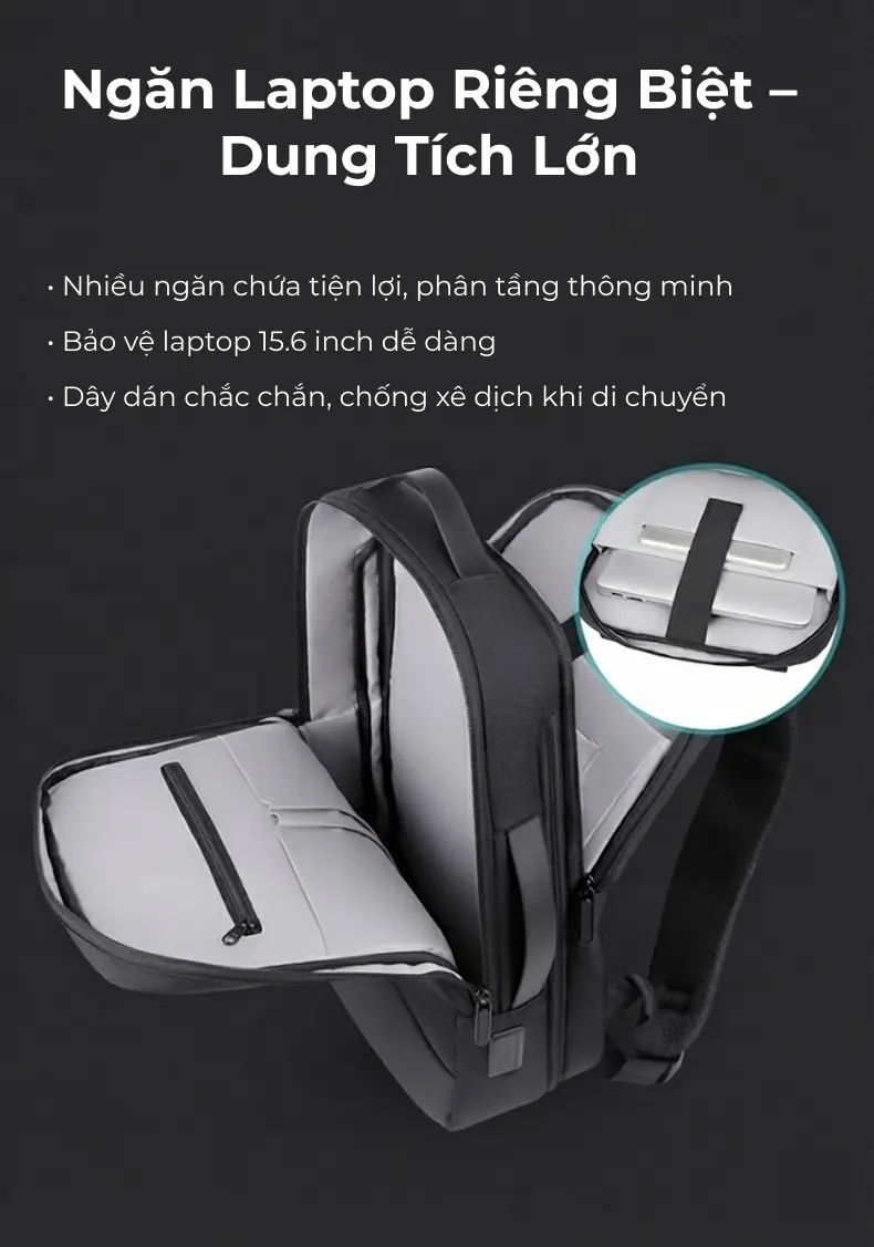 Balo laptop du lịch cao cấp công suất lớn in logo theo yêu cầu Frame 39