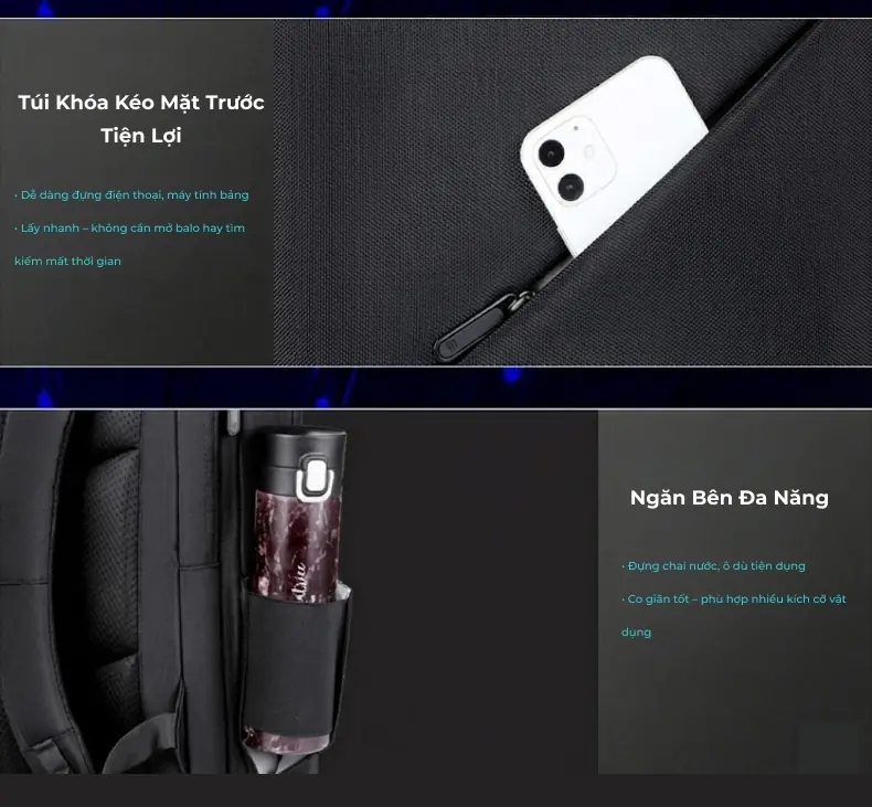 Balo laptop du lịch cao cấp công suất lớn in logo theo yêu cầu Frame 41