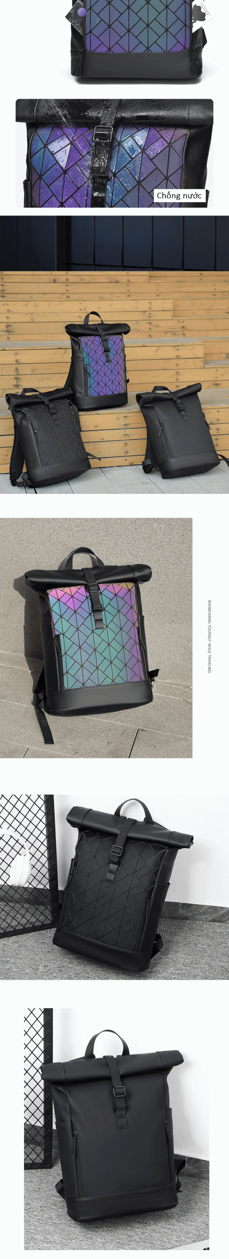 Balo Rolltop thiết kế thời trang unisex chống thấm nước balo rolltop thiet ke thoi trang unisex chong tham nuoc