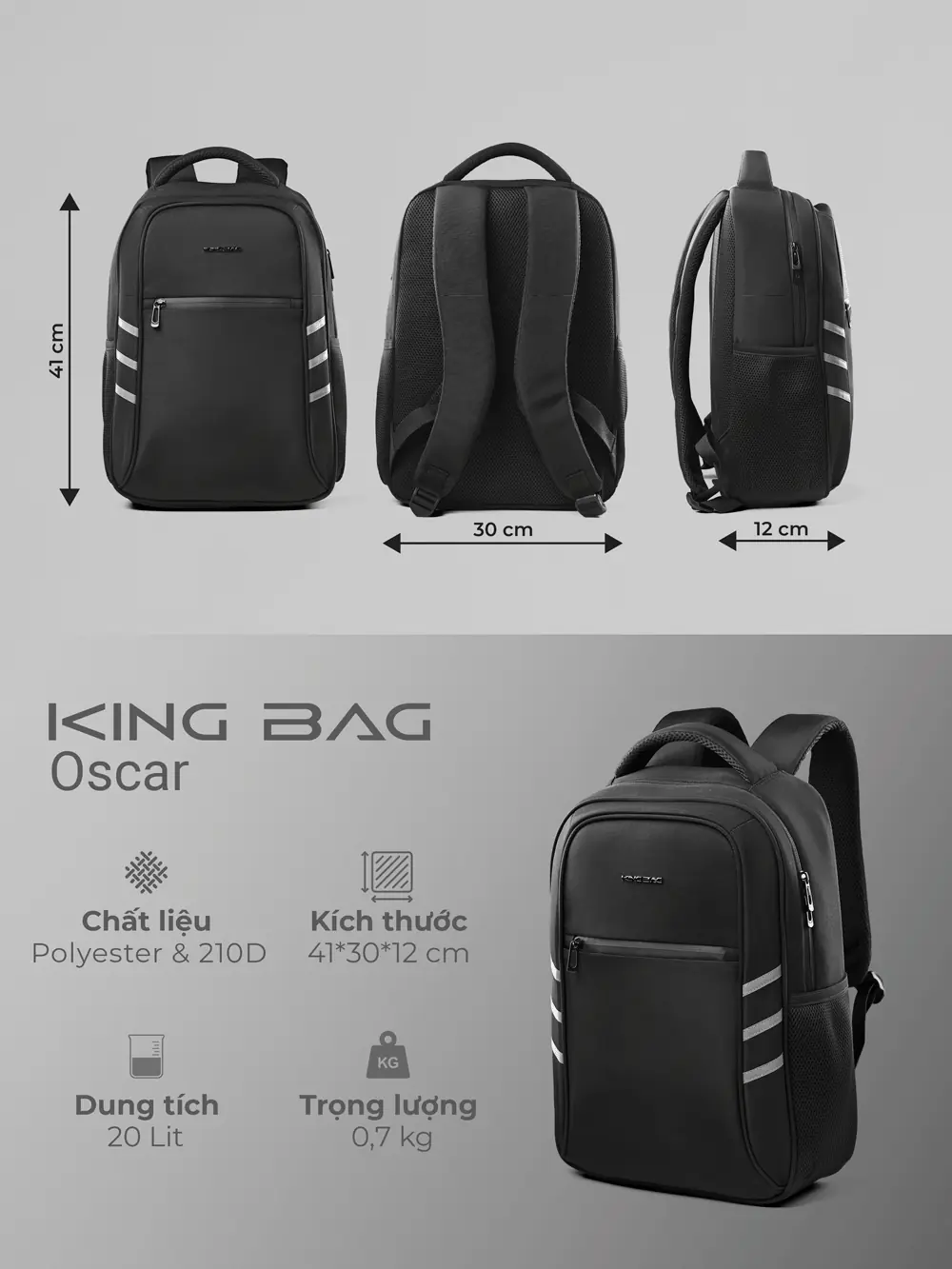 KINGBAG OSCAR - Balo Laptop gọn nhẹ 2 2 9ed3318e1d864f4cbbb5b9249c13521d