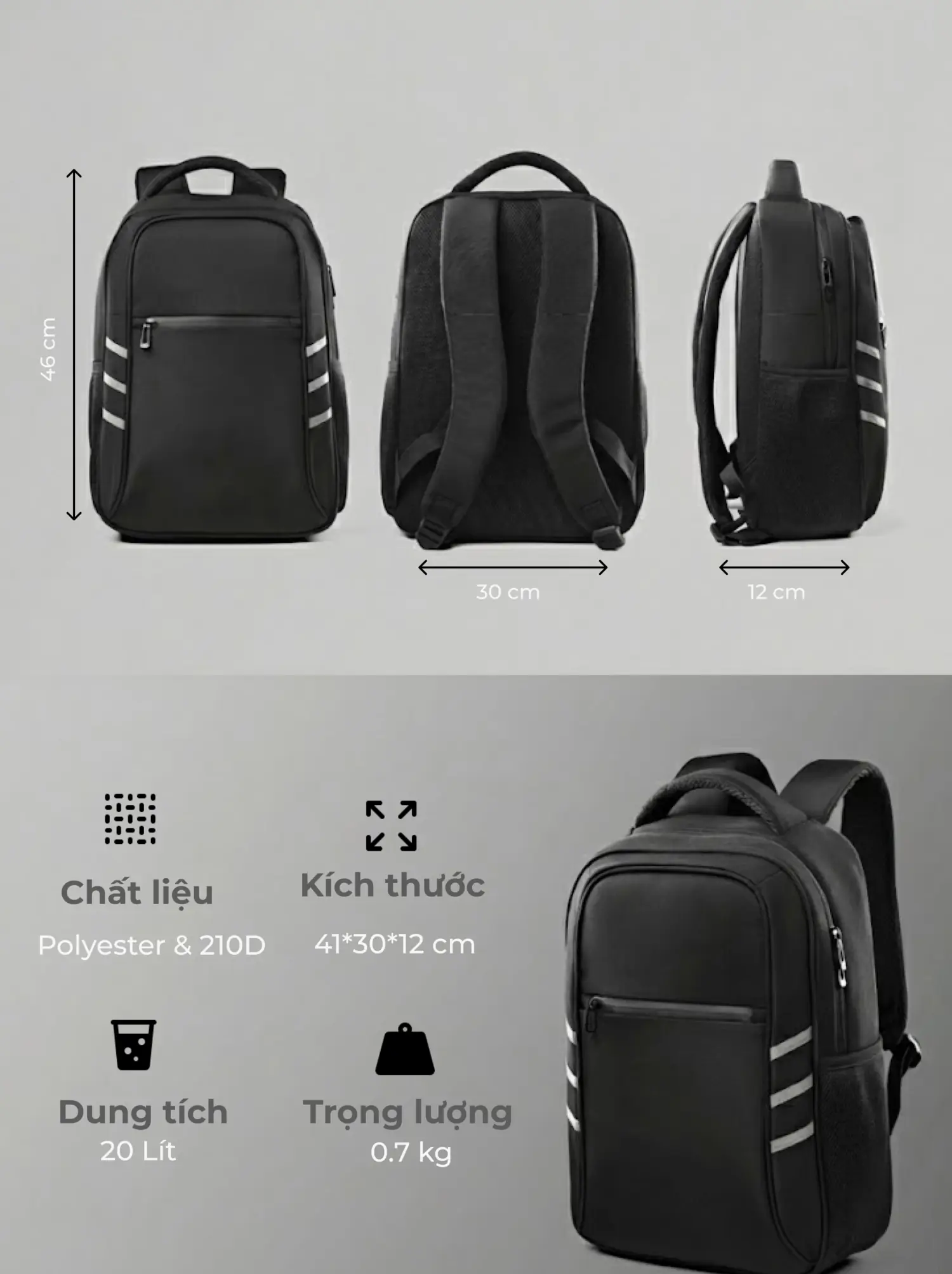 Balo Laptop gọn nhẹ in logo theo yêu cầu Frame 143