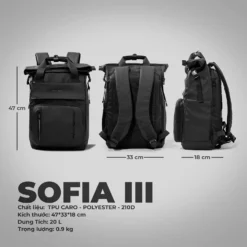 Balo Laptop Thoi Trang Kieu Rolltop Chinh Hang Kingbag Sofia 17