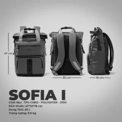 Balo Laptop Thoi Trang Kieu Rolltop Chinh Hang Kingbag Sofia 19