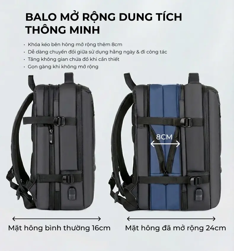 Balo công sở mở rộng dung tích in logo theo yêu cầu balo cong so mo rong dung tich in logo theo yeu cau 1