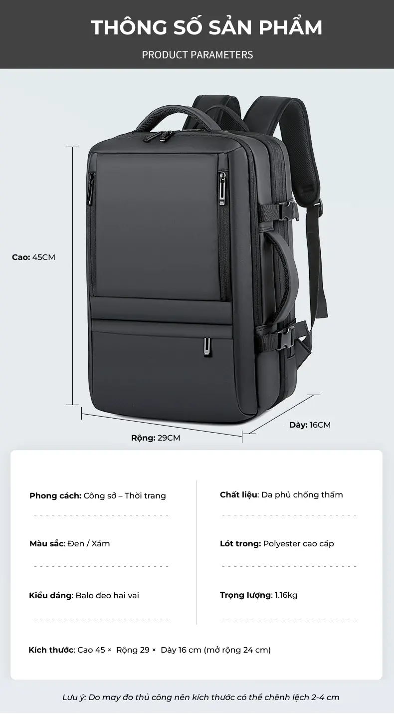 Balo công sở mở rộng dung tích in logo theo yêu cầu balo cong so mo rong dung tich in logo theo yeu cau 12