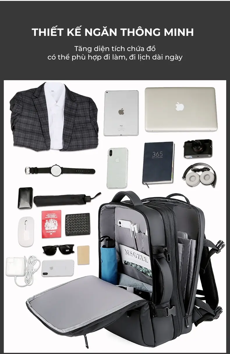 Balo công sở mở rộng dung tích in logo theo yêu cầu balo cong so mo rong dung tich in logo theo yeu cau 3