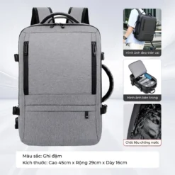 Balo công sở mở rộng dung tích in logo theo yêu cầu balo cong so thanh lich in logo theo yeu cau 4