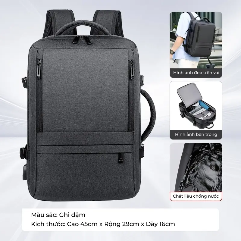 Balo công sở mở rộng dung tích in logo theo yêu cầu Balo công sở mở rộng dung tích in logo theo yêu cầu - Ảnh 6