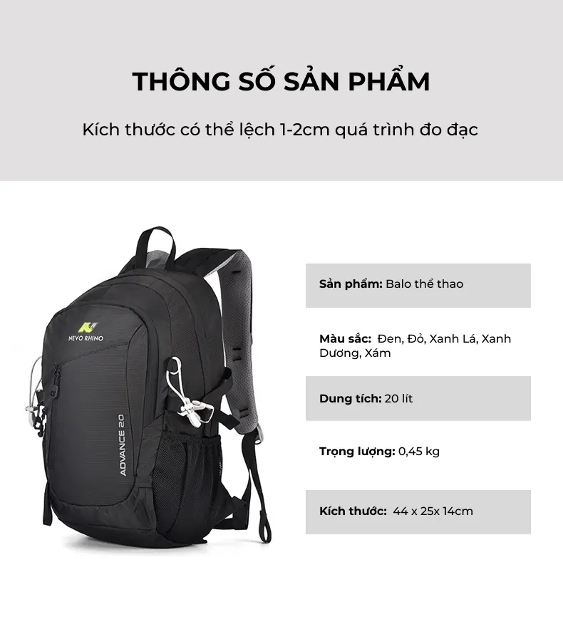 Balo thể thao, phượt, leo núi chống thấm nước – 20 lít – NEVO RHINO 5165 balo the thao phuot leo nui chong tham nuoc 20 lit nevo rhino 5165 20