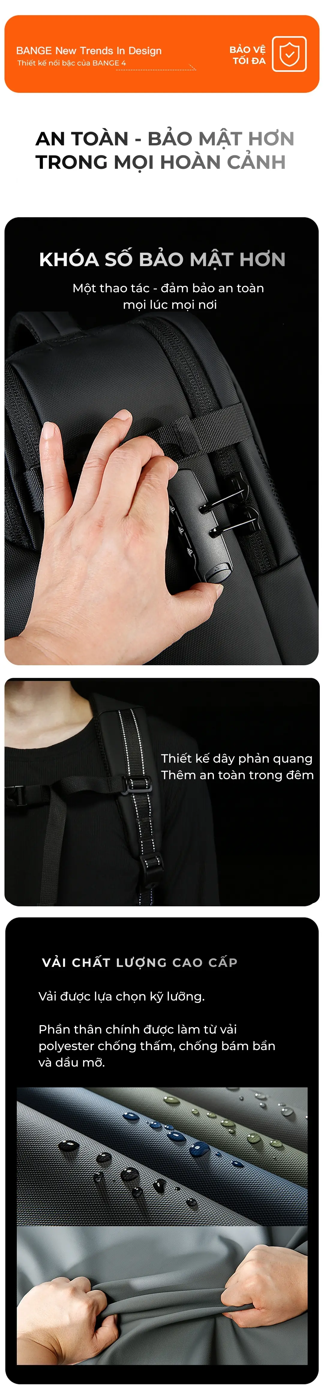 Balo du lịch unisex công suất lớn cao cấp BANGE 7876 balo du lich unisex cong suat lon cao cap bange 7876 16