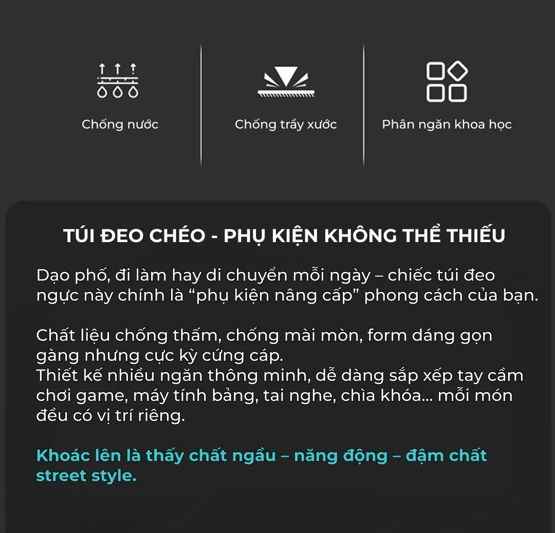 Túi đeo chéo nam phong cách thể thao in logo theo yêu cầu tui deo cheo nam phong cach the thao in logo theo yeu cau 6
