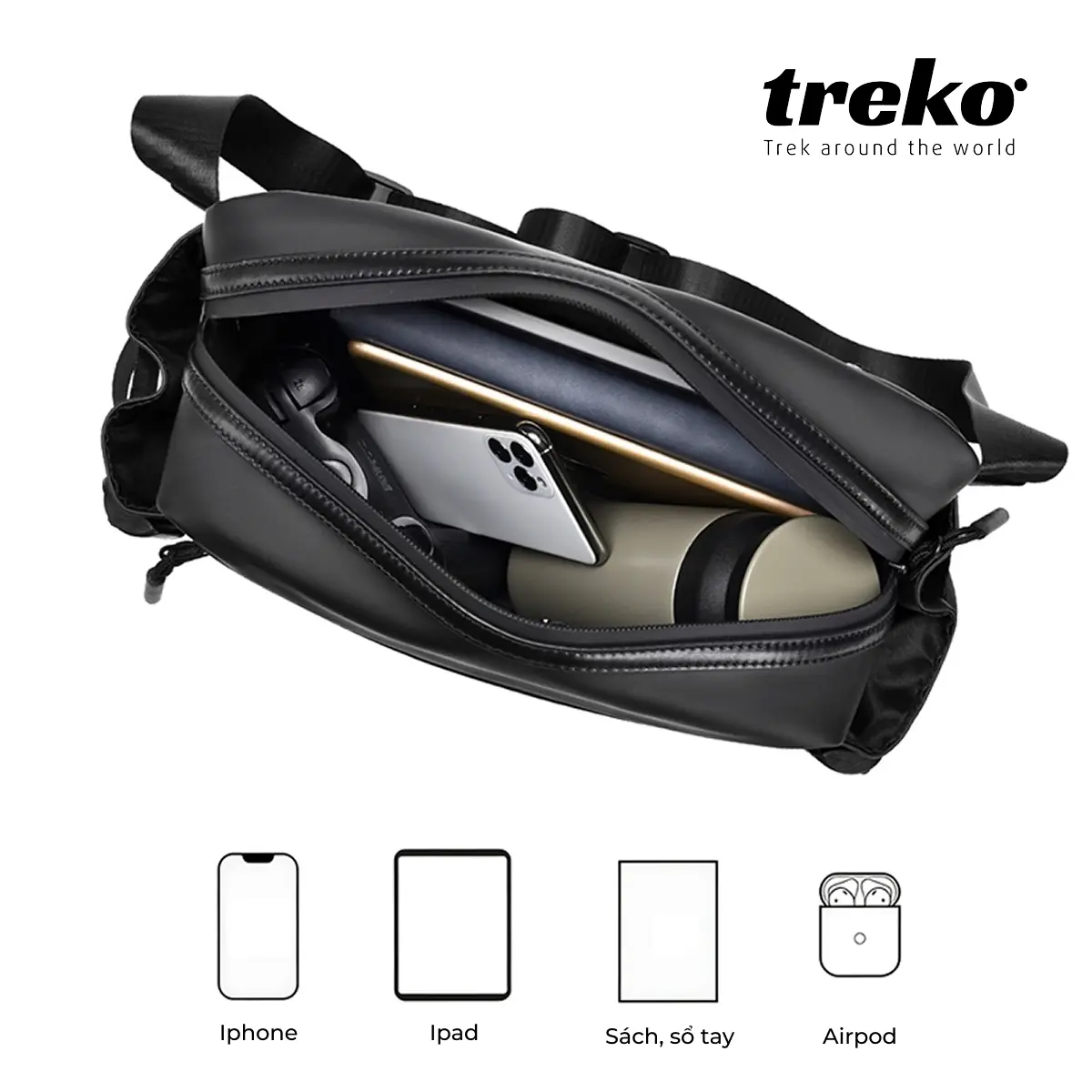 Túi đeo chéo unisex cao cấp in logo theo yêu cầu Túi đeo chéo unisex cao cấp in logo theo yêu cầu - Ảnh 2