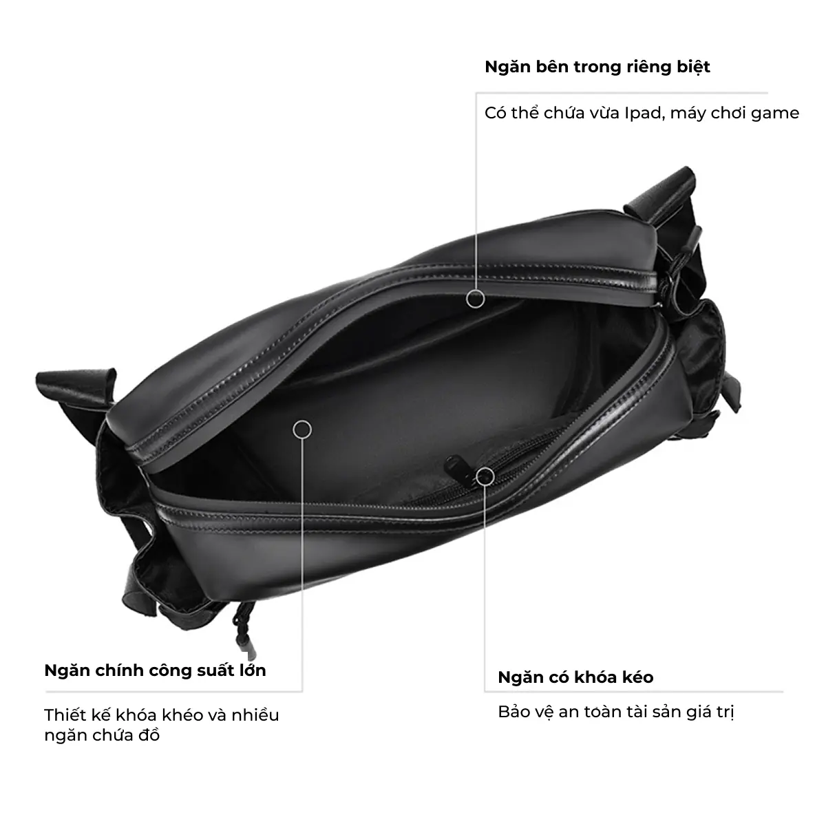 Túi đeo chéo unisex cao cấp in logo theo yêu cầu Túi đeo chéo unisex cao cấp in logo theo yêu cầu - Ảnh 3