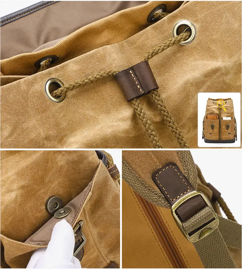 Balo canvas nắp gập retro du lịch, balo phượt, balo laptop 16 inch - B030 balo canvas laptop du lich chong tham nuoc 156 inch b030 12