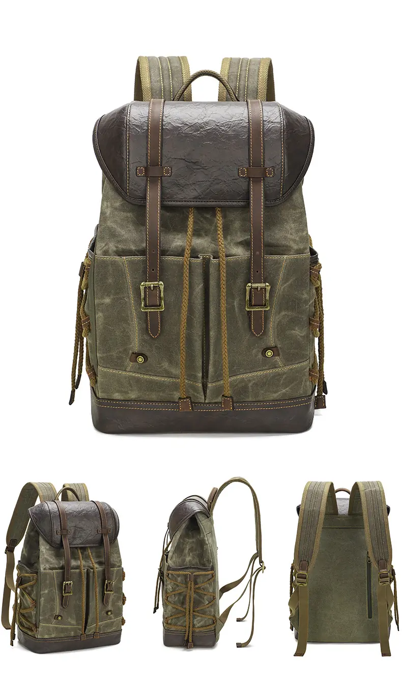 Balo canvas nắp gập retro du lịch, balo phượt, balo laptop 16 inch - B030 balo canvas laptop du lich chong tham nuoc 156 inch b030 22