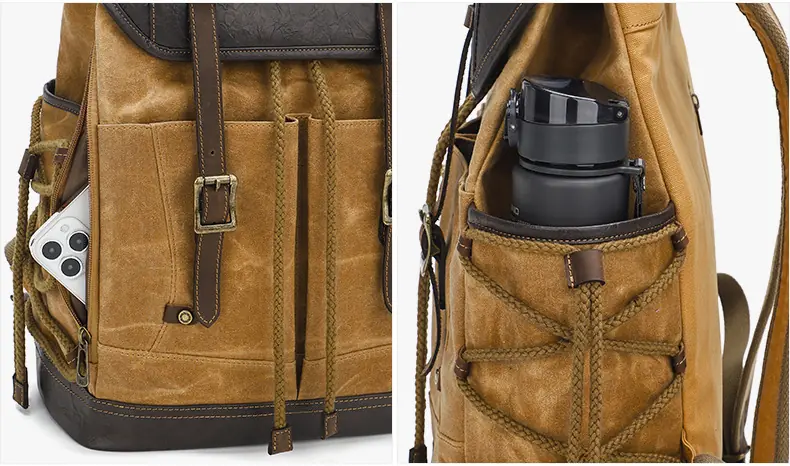 Balo canvas nắp gập retro du lịch, balo phượt, balo laptop 16 inch - B030 balo canvas laptop du lich chong tham nuoc 156 inch b030 23