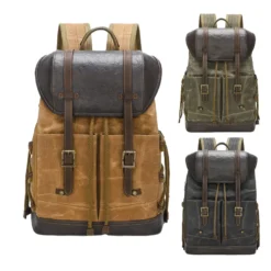 Trang chủ Balo canvas nắp gập retro du lịch, balo phượt, balo laptop 16 inch - B030