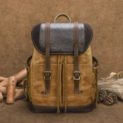 Alternative view of Balo canvas nắp gập retro du lịch, balo phượt, balo laptop 16 inch - B030