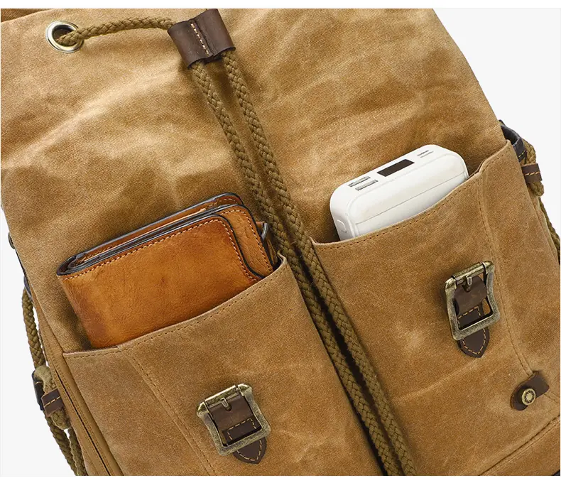 Balo canvas nắp gập retro du lịch, balo phượt, balo laptop 16 inch - B030 balo canvas laptop du lich chong tham nuoc 156 inch b030 8