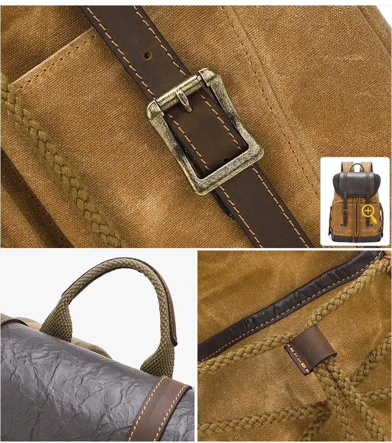 Balo canvas nắp gập retro du lịch, balo phượt, balo laptop 16 inch - B030 balo canvas laptop du lich chong tham nuoc 156 inch b030 9