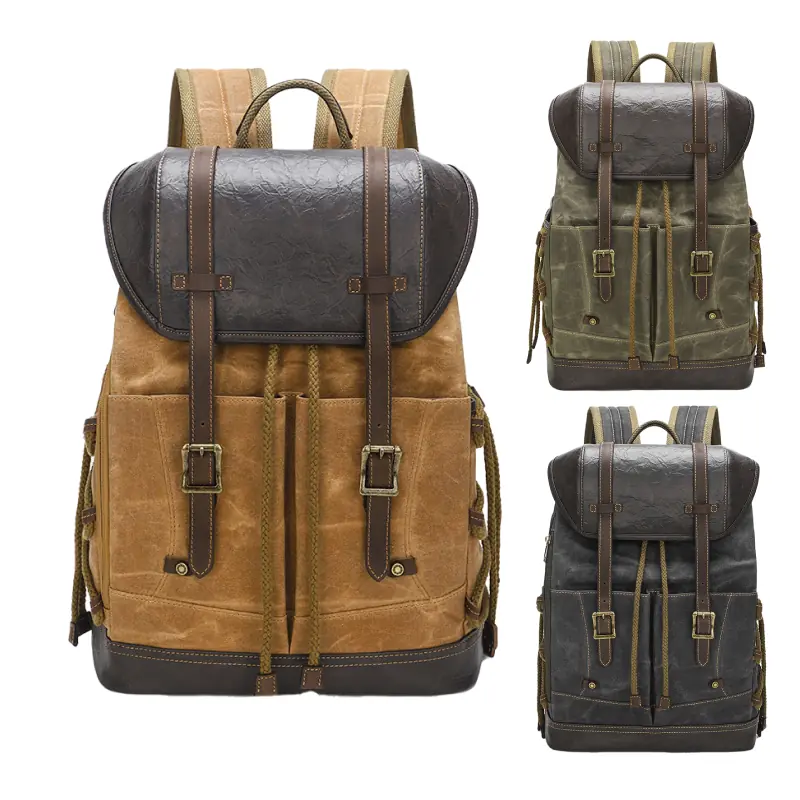 Balo canvas nắp gập retro du lịch, balo phượt, balo laptop 16 inch - B030 Balo canvas nắp gập retro du lịch, balo phượt, balo laptop 16 inch - B030