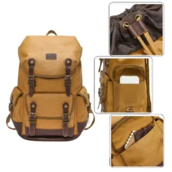 Balo du lịch, phượt, balo canvas da bò vintage nam cao cấp phong cách retro - B9