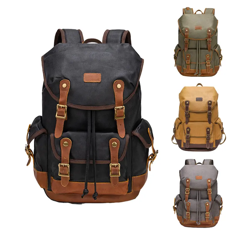 Balo du lịch, phượt, balo canvas da bò vintage nam cao cấp phong cách retro - B9 Balo du lịch, phượt, balo canvas da bò vintage nam cao cấp phong cách retro - B9