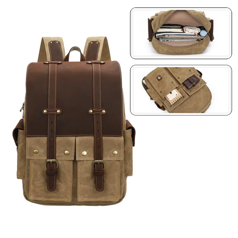 Balo laptop du lịch chất liệu vải canvas, Chống thấm nước, phong cách retro 15.6 inch - K022 Balo laptop du lịch chất liệu vải canvas, Chống thấm nước, phong cách retro 15.6 inch - K022