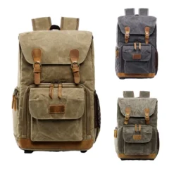 Balo máy ảnh canvas vintage nam cao cấp – Chống nước, dung tích lớn, đựng laptop & máy ảnh SLR - B2792