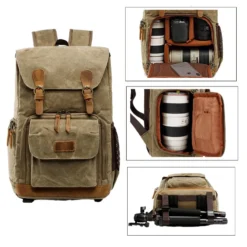 Balo máy ảnh canvas vintage nam cao cấp – Chống nước, dung tích lớn, đựng laptop & máy ảnh SLR - B2792