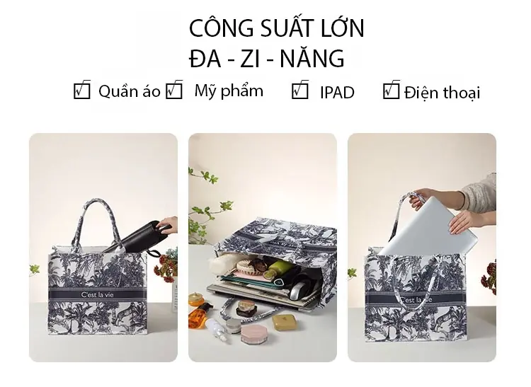 tui xach nu tui xach canvas hoa tiet vintage in logo theo yeu cau 9