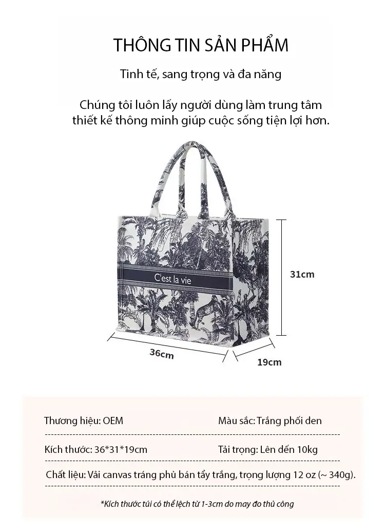 tui xach nu tui xach canvas hoa tiet vintage in logo theo yeu cau