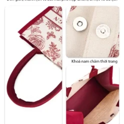 tui xach nu vai canvas hoa tiet hoa co mui xuan do ruou vang in logo theo yeu cau 2