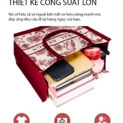 tui xach nu vai canvas hoa tiet hoa co mui xuan do ruou vang in logo theo yeu cau 5